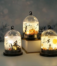 economico -1 pz Halloween 10,8 * 7,2 cm zucca castello strega led luce notturna elettronica per interni ed esterni ristorante festa festival atmosfera luce decorativa batteria AG10 * 3