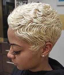 cheap -Pixie Cut Wigs for Black Women Short Wavy Synthetic Wig Natural Wavy Short Pixie Wigs Short Wigs for Black Women Natural Wavy Short Pixie Cut Wig Carnival Wigs