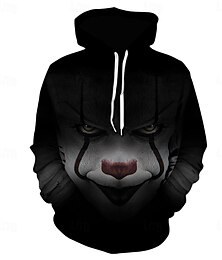 abordables -Anime 3D Manche Évêque Sweat à capuche Dessin animé Manga Art le Clown Poche Avant Graphique Poche kangourou pour Couple Homme Femmes Adulte Impression 3D  pour Halloween Carnaval Mascarade