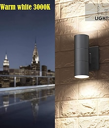 abordables -L.t luces 30 cm luz de pared exterior LED lámpara de pared impermeable negro tonto arriba y abajo mazorca de aluminio luminosa adecuada para aleros de jardín garaje ac85-265v