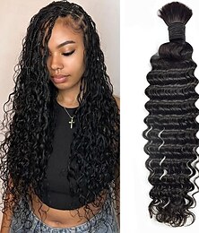 abordables -cheveux en vrac cheveux humains tressage sans trame remy en vrac pour tressage couleur 1b # vague profonde 1 pièces extensions de cheveux 10-28 pouces tresses au crochet
