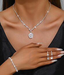 preiswerte -Schmuckset 4 Stück Strass Aleación Ohrringe Halsketten Armbänder Damen Elegant Vintage Zierlich Geometrisch Geometrische Form Schmuck-Set Für Party Jahrestag Valentinstag