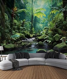 preiswerte -Regenwaldlandschaft hängende Wandteppich-Wandkunst, große Wandteppich-Wanddekoration, Fotografie-Hintergrund, Decke, Vorhang, Zuhause, Schlafzimmer, Wohnzimmer, Dekoration Wandtuch XXL Natur
