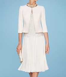 abordables -Robe Mère de la Mariée en Deux Pièces Église Élégante Bijou Chiffon Satin Dentelle Veste Courte Robes avec Appliqués Robe de Derby Robe de Course 2025