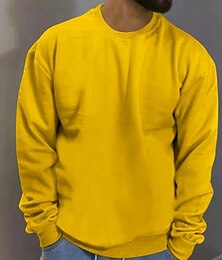 baratos -Homens Moletom Preto Branco Amarelo Vermelho Azul Marinha Gola Redonda Tecido Desportos e Ar livre Diário Feriado Roupa de rua Básico Casual Primavera & Outono Roupa Moletons Moletons