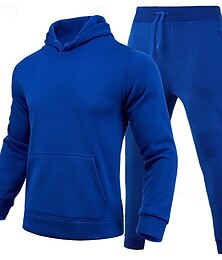 abordables -Hombre Sudadera Tracksuit Sudadera con capucha de lana Negro Azul Piscina Morado Gris Claro Con Capucha Plano Bolsillo 2 Piezas Deporte Diario Festivos Ropa de calle Básico Casual Otoño invierno Ropa