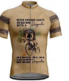 abordables -Homme Maillot Velo Cyclisme Manche Courte Cyclisme Tee-shirt Maillot avec 3 poches arrière VTT Vélo tout terrain Respirable Séchage rapide Conception anatomique Mèche Kaki Graphic Des sports Vêtement