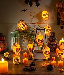 abordables -Guirlande Lumineuse Décorative Crâne d'Halloween 1,5 m-10 Perles LED, Jour des Morts d'Halloween, Décoration d'ambiance Terrifiante intérieure et extérieure 1pc