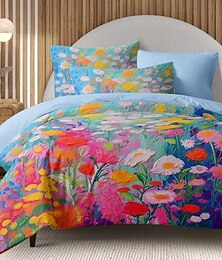 economico -set copripiumino con motivo floreale dipinto a olio set consolatore morbido set di biancheria da letto in cotone di lusso in 3 pezzi decorazioni per la casa regalo di biancheria da letto crepuscolare