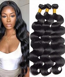 abordables -Cheveux brésiliens armure faisceaux vague de corps 3 paquets vierge remy cheveux humains faisceaux extensions de cheveux bruts tissage