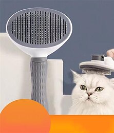 זול -מברשת חתול עם כפתור שחרור מברשות חתולים לחתולים בבית נושרים מברשת חתול לחתולים בעלי שיער ארוך או קצר שיער מברשת חתול טיפוח מסרק חתול לחתלתול ארנב עיסוי מסיר פרווה רפויה