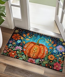 abordables -Paillasson d'art populaire citrouille d'automne, tapis de cuisine, tapis de sol antidérapant, résistant à l'huile, intérieur et extérieur, décoration de chambre à coucher, tapis de salle de bain,