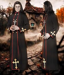abordables -Vampire Pasteur Carnaval Costume de cosplay Bal Masqué Cosplay Adulte Homme Carnaval Mascarade Mardi Gras Carnaval Performance Halloween Costume de carnaval facile Se déguiser