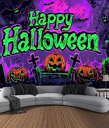 levne -halloween dekorace dýně blacklight gobelín uv reaktivní záře v temném lese trippy mountain mlhavý hřbitov duch visící gobelín nástěnná malba pro obývací pokoj ložnice