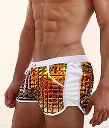 billiga -Herr Rutnät / Pläd Geometriska mönster Badshorts Boardshorts Beach Shorts Medium Midja Mode Designer Surfing Helgdag Strand Ficka Snörning Elastisk midja Designer Kläder