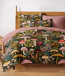 economico -foresta di funghi modello di arte popolare messicana set copripiumino set consolatore morbido set di biancheria da letto in cotone di lusso in 3 pezzi regalo decorazioni per la casa