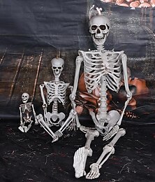 abordables -Squelette d'Halloween posable - Squelette d'Halloween complet avec articulations mobiles pour décorations d'accessoires de maison hantée (1 pièce)
