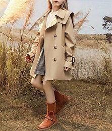 economico -Da ragazza 3D Tinta unica Impermeabile Cappotto Soprabiti Manica lunga Primavera Autunno Streetwear Sport Essenziale Poliestere Bambino 4-12 anni Giornaliero Da mare Standard
