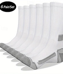 abordables -Hombre 6 pares Paquetes múltiples Calcetín Calcetines para correr Calcetines informales Negro+Blanco+Gris Negro Color Bloque de color Plano Deporte Diario Vacaciones Básico Medio Primavera Otoño Moda