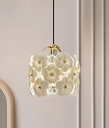 preiswerte -Pendelleuchte im französischen Stil, romantische Blumenlampe, Lampenkörper aus Kristall/Glas, Lampenschirm, Hängelampe, 203 cm, verstellbare Pendelleuchte mit Draht, hohe Decken für Schlafzimmer,