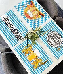 abordables -set de table allemand oktoberfest nappe à carreaux bleus et blancs décoration de table allemande oktoberfest tapis isolant