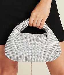preiswerte -Damenhandtasche mit silbernem Strass – funkelnde Abend-Clutch für Partys, Hochzeiten und formelle Anlässe
