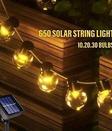 abordables -guirlande lumineuse solaire étanche pour l'extérieur, ampoule g50 de noël, lumière féerique de jardin de mariage, fête de noël, vacances, camping en plein air, balcon, décoration paysagère