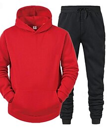 abordables -Hombre Tracksuit Sudadera Trajes para correr Negro Rojo Azul Real Gris Claro Con Capucha Plano Bolsillo 2 Piezas Deporte Diario Festivos Ropa de calle Básico Casual Primavera & Otoño Ropa Sudaderas