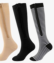 economico -Calze a compressione Calze sportive Calzini da corsa 1 paio Righe Per donna Calzini a tubo Traspirante Comodo Allenamento in palestra Pallacanestro Corsa Jogging Ciclismo Gli sport Strisce Nylon Nero