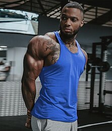 お買い得  -男性用 ランニングタンクトップ ワークアウト用タンクトップ 一重項 Y戻る ノースリーブ ベスト スポーツ カジュアル 夏 コットン 高通気性 速乾性 ライトウェイト ソフト フィットネス ジムトレーニング ランニング スポーツウェア アクティブウェア ソリッド ワインレッド ブラック ホワイト
