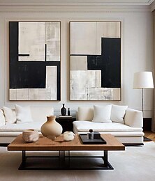abordables -peinture à l'huile minimaliste beige et noire art mural fait main peinture texturée beige art mural wabi-sabi peinture minimaliste beige peinture neutre pour la décoration du salon