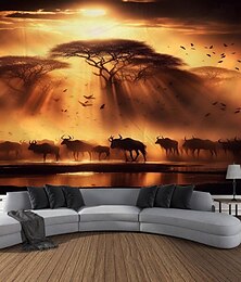 abordables -Safari africain animaux sauvages suspendus tapisserie mur art grande tapisserie décor mural photographie toile de fond couverture rideau maison chambre salon décoration