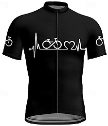 abordables -Homme Maillot de cyclisme Cœur Manche Courte Cyclisme T-shirt Maillot avec 3 poches arrière VTT Vélo tout terrain Séchage Rapide Design Anatomique Évacuation de l'Humidité Respirant Des sports Noir