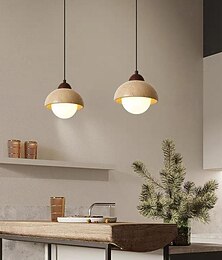 preiswerte -LED-Pendelleuchte aus Stein, warmweiß, 15 cm, 1-flammig, minimalistischer Lampenschirm aus Metall, runder Kronleuchter aus Marmor, chinesischer Stil, Decken-Hängelampe für Veranda, Balkon, Flur,