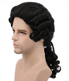 economico -Parrucca nera lunga a onde per donne e uomini costume di Carnevale parrucca cosplay anime Parrucche di Halloween