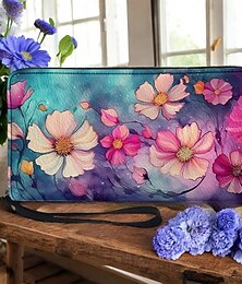 abordables -Femme Portefeuille Porte-Monnaie Porte-cartes de crédit faux cuir Achats du quotidien Vacances Fermeture Grande Capacité Durable Fleurs Rouge clair Violet