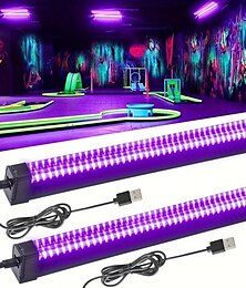 economico -Barra di luce nera a led UV 2 pezzi da 28 cm ad alta intensità - effetto luce ultravioletta 385-400 nm per illuminazione di palcoscenici discoteca feste di club di Halloween - bassa tensione 5 V con interruttore on/off, non impermeabile