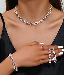abordables -Parure de Bijoux 5 pièces Strass Alliage Anneaux Boucles d'Oreilles Colliers décoratif Bracelets Femme Elégant Rétro Vintage Mode Géométrique Forme Géométrique Parure de Bijoux Pour Mariage Soirée