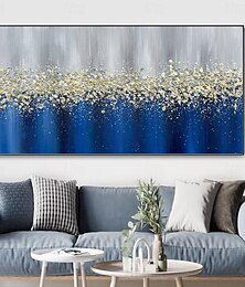 preiswerte -handgemachtes Ölgemälde Leinwand Wandkunst Dekoration moderne abstrakte Textur blau gold für Wohnzimmer Wohnkultur gerollt rahmenloses ungedehntes Gemälde