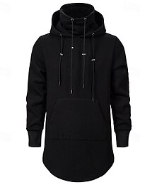 baratos -Homens Moletom Preto Cinzento Escuro Com Capuz Tecido Bolsos Com Cordão Desportos e Ar livre Diário Feriado Roupa de rua Básico Casual Primavera & Outono Roupa Moletons Moletons