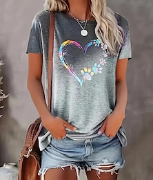 economico -maglietta da donna casual stampa manica corta top regolari girocollo quotidiano rosso blu verde grigio estate