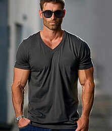 preiswerte -Herren T Shirt T-Shirt Kurze Ärmel V Ausschnitt Sommer Einfach Mode Designer Klassisch Urlaub Straße Ausgehen Schwarz Weiß Blau Top T-Shirt für Herren