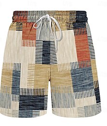 billiga -Herr Färgblock Lappverk Rutnät / Pläd Badshorts Boardshorts Medium Midja Hawaiisk Ledigt Helgdag Strand Snörning med meshfoder Elastisk midja Designer Kläder
