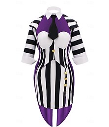 halpa -Lydia Deetz Halloween Päälystakki Cosplay-Asut Beetlejuice Cosplay Aikuisten Naisten Karnevaali Naamiaiset Juhlat Helppoja Halloween-asuja Pukeudu