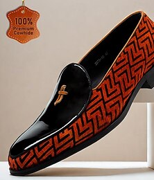 economico -mocassini firmati da uomo con motivi: eleganti scarpe basse eleganti con un esclusivo design arancione e nero per uscite formali e casual