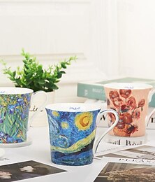 preiswerte -Van Gogh-Tasse aus Knochenporzellan – kreative und künstlerische Kaffeetasse aus Keramik mit berühmtem Ölgemälde-Design – einzigartige Porzellantasse in Geschenkbox für den Heimgebrauch
