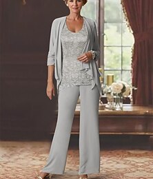 economico -Tutine da spiaggia per matrimoni madre della sposa invitati a matrimoni elegante scollatura rotonda lungo fino alla caviglia chiffon manica lunga con pizzo taglia personalizzata gratuita