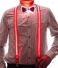 economico -1 set led bagliore posteriore cinturino papillon set da festa da uomo halloween natale matrimonio festival bar decorazione del partito
