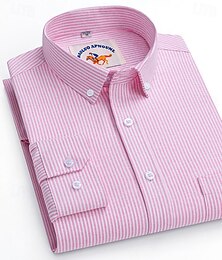 economico -Per uomo Camicia Camicie Camicia con bottoni Strisce Matrimonio Feste Rosa Blu Grigio chiaro Grigio scuro Manica lunga Bavero Primavera & Autunno Abbigliamento Tasca frontale