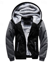 baratos -Homens Moletom com zíper Full Zip Hoodie Casaco de lã Preto Azul Cinza Claro Cinzento Escuro Com Capuz Bloco de cor Zip Up Patchwork Bolsos Desportos e Ar livre Diário Feriado Poliéster Roupa de rua